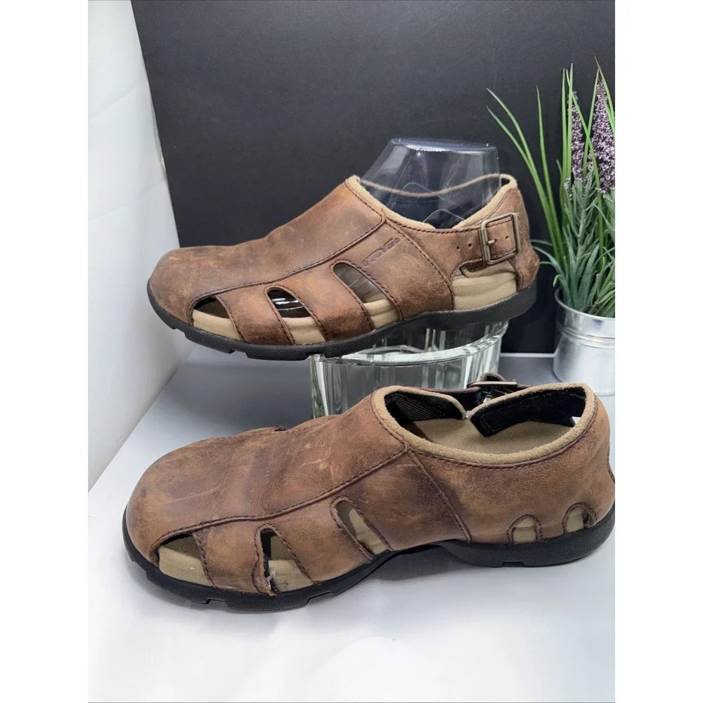 TEVA Mens Suede Sandal Fisherman BROWN US 7 F8004H Outdoor Wear UK 6 Back Buckle